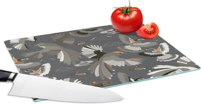 Glazen Snijplank - 28x20 - Vogel - Patroon - Wolken - Snijplanken Glas
