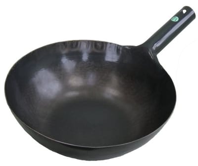 Gietijzeren Wok - Oosterse Pan - Roerbakken - Handgesmeed - 30 cm - Zwart