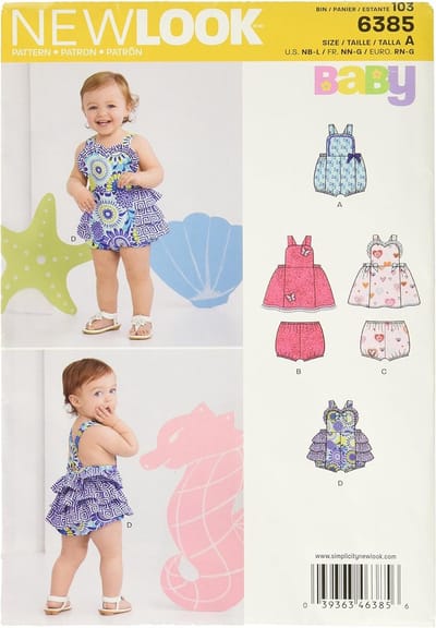 Naaipatroon Babyset - Babykleding Patroon - Zelf Kleding Maken - Met Ruches Strikken - 22 x 15 cm - Wit