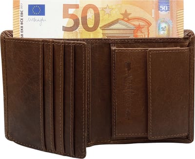 Portemonnee Heren - Portefeuille Heren - Arrigo Portemonnee - Billfold model Lichtbruin Rundleer