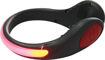 Tunturi - Reflecterende armband met LED - Veiligheidsclip voor Schoen - Hardloop Verlichting - Rood - Inclusief batterijen - Water resistant