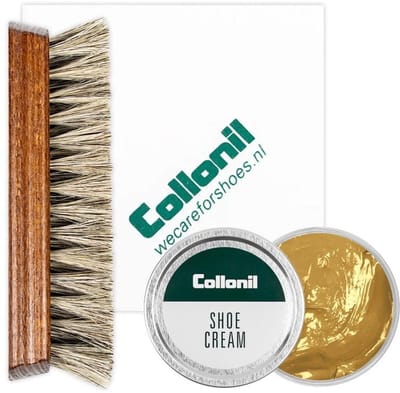 Collonil schoenpoets | Schoenpoets set | Shoe cream | Borstel | Poetsdoek | Kleur: Mirabelle