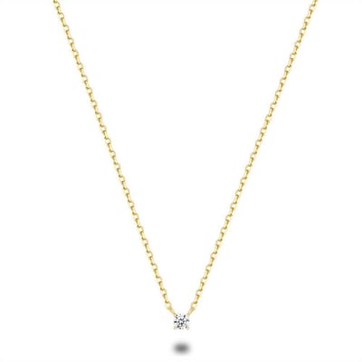 Twice As Nice Halsketting in 18kt verguld zilver, 3 mm zirkonia 36cm+4cm
