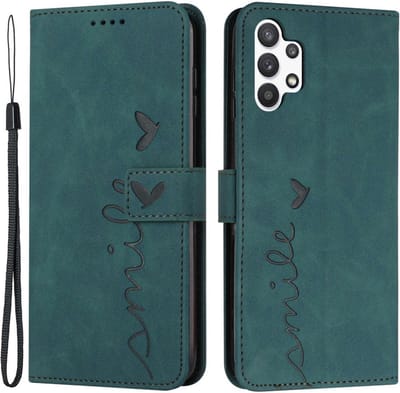 Coverup Hoesje - Geschikt voor Samsung Galaxy A32 5G Hoesje - Coverup Smile Book Case - Groen