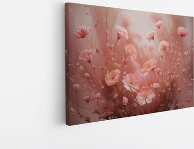 Saammp Canvas Schilderij - Roze bloemen - Abstract - 30x20 - Foto op canvas - Wanddecoratie - Muurdecoratie Woonkamer - Kantoor Decoratie