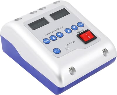 Waxmachine met Dubbele Pen - Waxverwarmer Tandheelkunde - Precisie Wax Modelleren - Dubbele Verwarmingselementen - 6 Punten - Zilver Blauw Zwart