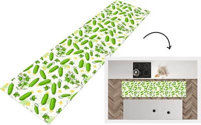 Keukenloper - Loper keuken - Komkommer - Groente - Patronen - 200x50 cm - Keukenloper vinyl