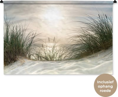 Wandkleed - Wanddoek - Zand - Gras - Zon - 150x100 cm - Wandtapijt