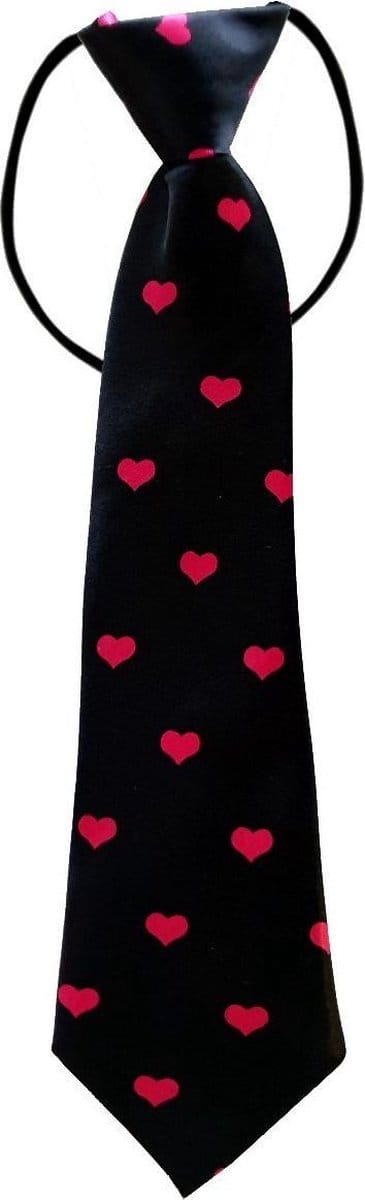 Fako Fashion - Kinderstropdas - Kinder Stropdas - Jongens Stropdas - Das - Print - Elastiek - Zwart Hartjes Roze