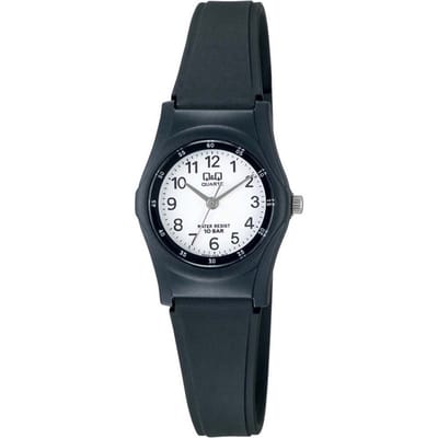 Q&Q VQ05J003Y - Horloge - Sport - Analoog - Dames - Vrouwen - Plastic band - Rond - Cijfers - Kunststof - Zwart - Wit