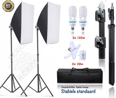 FAIRCO Softbox Studiolamp Met Statief 210Cm en Tas - Continue Fotostudio - fotografie softbox - Studioflitsers - Foto Studio Verlichting Kit - Fotolamp fotografie softbox - Fotografische Lamp Continu Licht Systeem Voor Foto Studio ----- FAIRCO