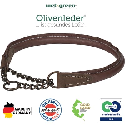Hondenhalsband van gelooid leer Akah