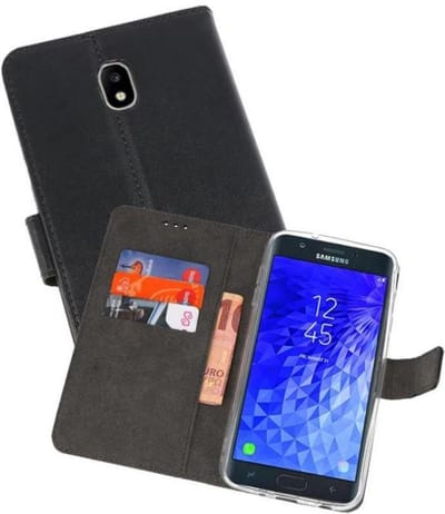 Booktype Telefoonhoesjes - Bookcase Hoesje - Wallet Case - Geschikt voor Samsung Galaxy J7 2018 - Zwart