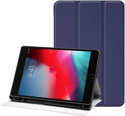 Tablet Hoes Geschikt voor Apple iPad Mini 1/2/3/4/5 | Luxe Tri-Fold Book Case | Kunst Leren Bescherm Hoes | Standaard Functie | Blauw