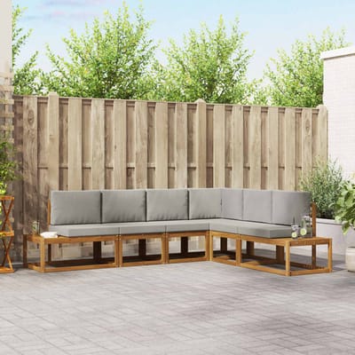 vidaXL - 6 - st - Buiten - bank - set - Massief - Acacia - Hout - en - Polyester
