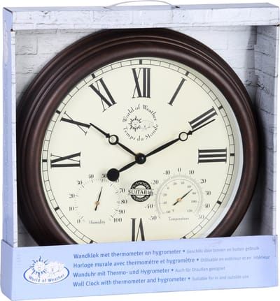 Esschert - Design - Stationsklok - met - thermo-hygrometer - 30,5 - cm - TF009