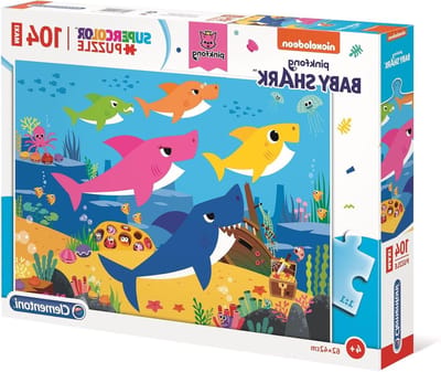Clementoni -23751 Baby Shark Supercolor Puzzel met 104 Maxi-onderdelen,Meerkleuren.
