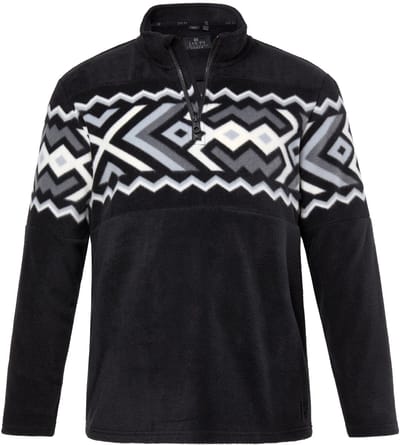 JAY-PI - Heren - Fleece trui met troyerkraag skiwear level 1 ultralichte fleece - Zwart - Maat 3XL