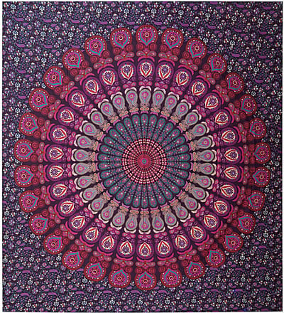 FINESSE Mandala pauw wandtapijt voor slaapkamer Indiase esthetiek Boheems wandtapijt Trippy wandtapijt hippie psychedelisch kamerdecoratie bedsprei wandtapijt