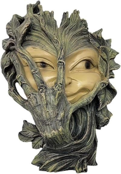 Vrouwelijke Gezichts Sculptuur voor Tuin - Mystieke Tuinornamenten en Wanddecoratie voor Hekken en Muren, Unieke Boomkunst voor Buitenruimte