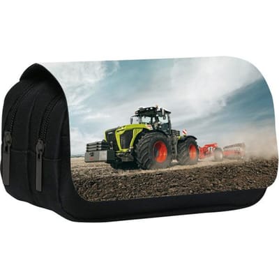 Nieuwe Dubbellaagse Etui met Tractor, Opbergtas voor Potloden en Schrijfwaren voor Leerlingen van de Basisschool en Middelbare School
