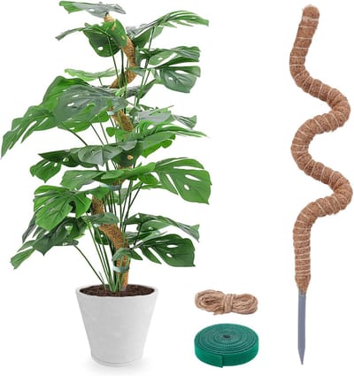 Famanu - Mosstok 120 cm flexibele plantensteun voor binnen, klimhulp voor monstera, handgemaakte stok van kokosvezel voor klimplanten