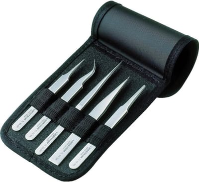 Precisie Pincetten Set - Fijne Tangen - Elektronica Reparatie - Gelegeerd Staal - 5 Delig - Zwart
