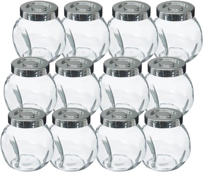 5Five Kruidenpotten set - 12x stuks van 200 ml - glas - met rvs deksel - luchtdicht - keuken kruidenrek