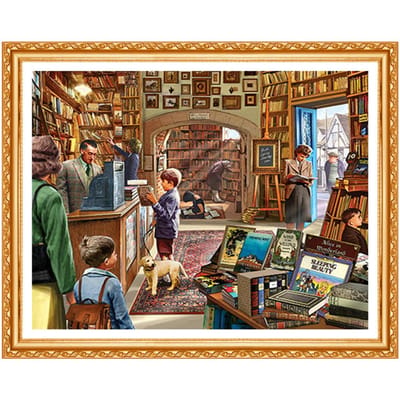 DIY Diamant Schilderen Kruissteek Bibliotheek Studie Steentjes Kristal Handwerk Volledige Diamant 20X30CM beige