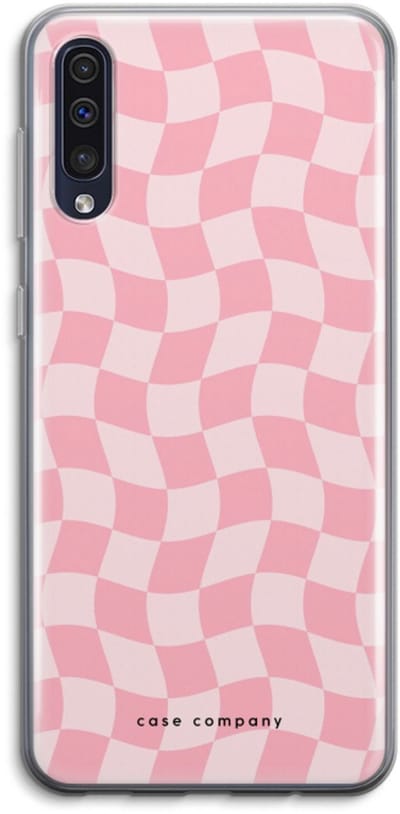 Case Company® - Hoesje geschikt voor Samsung Galaxy A50 hoesje - Grid Roos - Soft Cover Telefoonhoesje - Bescherming aan alle Kanten en Schermrand