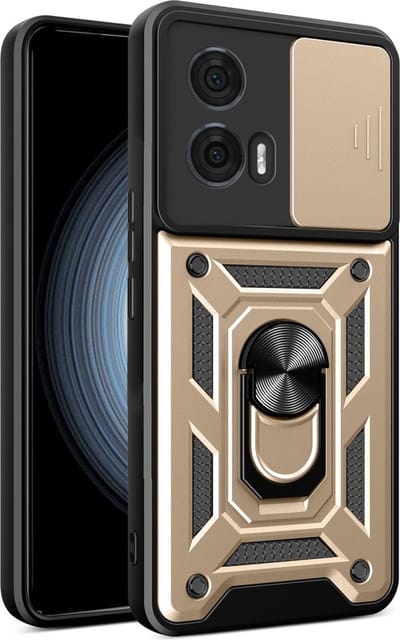Coverup Hoesje - Geschikt voor Motorola Edge 50 Fusion Hoesje - Coverup Armor Ring Kickstand Back Cover met Camera Shield - Goud