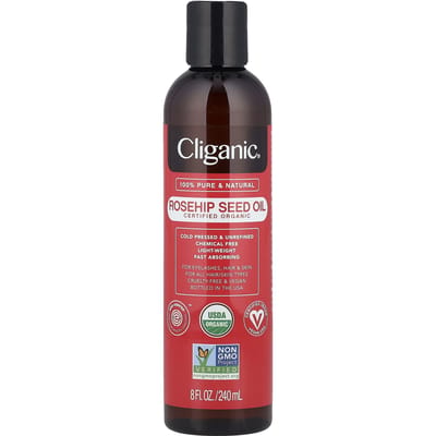 Cliganic, Huile de Rose Musquée Bio, Pour Tous Types de Cheveux/Peau, 240ml (8 fl oz) black