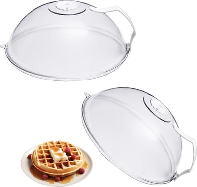 Microwave Deksel met Handvat voor Fruit en Groenten, Spatdeksel met Ventilatiegat, Set van 2 voor Magnetrongebruik