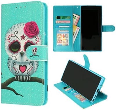 Cityhoesje-bookcase geschikt voor Samsung S20 Plus Pasjeshouder Uil met Bloemen