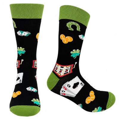 Tutti Footi Casino Sokken – Dobbelstenen, Speelkaarten & Klavertje 4 – Lucky Socks – Maat 40-45