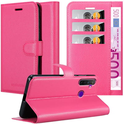 Cadorabo Hoesje geschikt voor Realme 5 / 5i / 6i / C3 in KERSEN ROZE - Beschermhoes met magnetische sluiting, standfunctie en kaartvakje Book Case Cover Etui