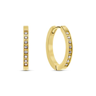 CO88 Collection 8CE-70586 - Oorringen met Witte Zirkonia steentjes – Goudkleurig – Dames Oorbellen