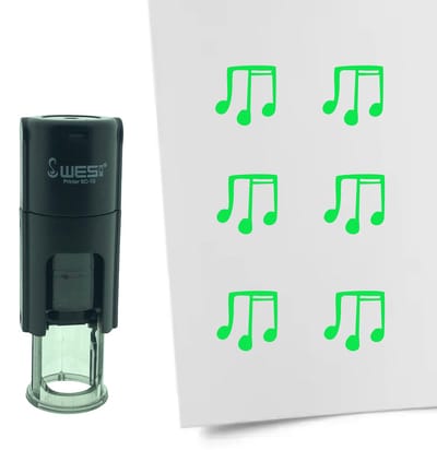 CombiCraft Stempel Muzieknoten 10mm rond - groene inkt
