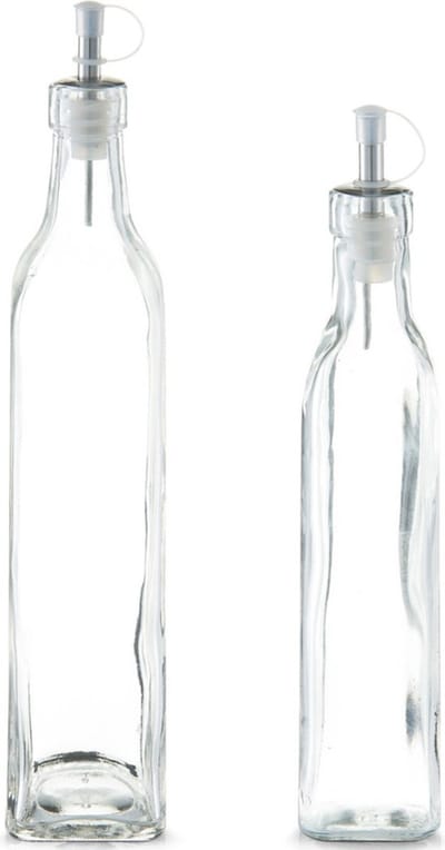 Glazen azijn/olie flessen met schenktuit 270 ml en 500 ml - Zeller - Keuken - Tafel dekken - Azijnflessen - Olieflessen - Doseerflessen van glas