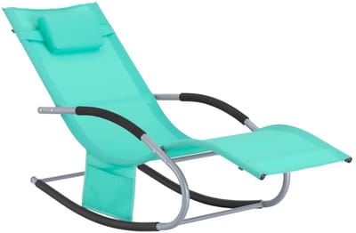 Amolass - Tuinstoel - Ligstoel - Schommelstoel - Ligbed - 150x63x87cm - Turquoise - Inclusief Hoofdkussen - Voor Tuin/Balkon