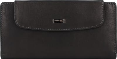 Greenland Nature Zwarte Nappa Portemonnee RFID Leer 19 cm - Dames - Horizontaal - schwarz