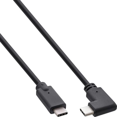 InLine® USB-C kabel, schuin, USB 3.2 Gen.2x2, 20Gb/s, 100W, zwart, 0,5m