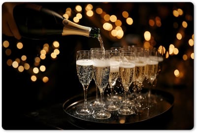 Placemats 45x30 cm - Placemat kunststof - 1 stuk - Lichter - Champagner - Gläser - Borden onderleggers - Decoratie voor op tafel - Keuken tafeldecoratie accessoires - Vinyl onderlegger - Tafelversiering