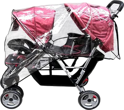Universele regenhoes voor dubbele kinderwagen - Zachte, niet-giftige regenhoes - Transparante, winddichte, stofdichte hoes, Brother kinderwagen regenhoes - Stroller Sports kinderwagen waterdichte hoes