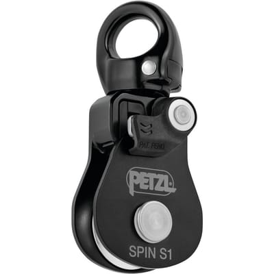Petzl Spin S1 Black – Compacte Katrol met Draaibaar Oog 11 mm & 5 KN