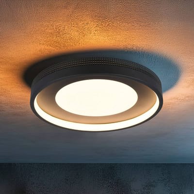 Trio Lighting LED plafondlamp Solea, matzwart, Ø 40 cm, kunststof