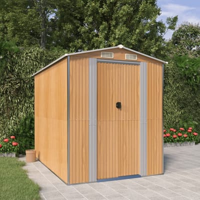 vidaXL - Tuinschuur - 192x274x223 - cm - gegalvaniseerd - staal - lichtbruin