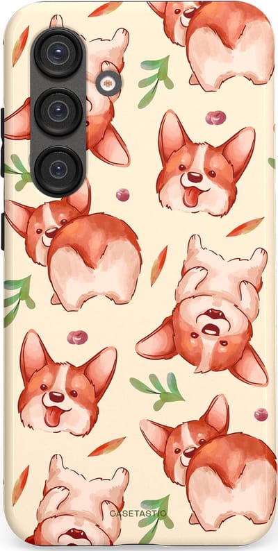 Casetastic Hoesje Geschikt voor Samsung S25 - Stijlvolle Beschermende Duo-layer Case - Corgipootjes