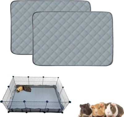 VHV - Plasmat cavia - Wasbare plasmatten - Bodembedekking cavia - Konijnenmat - Set van 2 - Waterdicht - Super absorberend - Voor cavia kooi en konijnenhok - 75 x 40 cm - Lichtgrijs