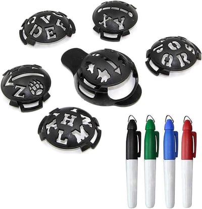 10-Pack Golf Ball Liner Set met 6 Stencils en 4 Kleurmarkers - Ideaal voor Golfaccessoires en Markeren van Ballen